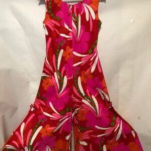Vintage 1960's Hawaiian Luau Tropical Print Romper